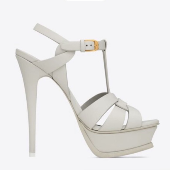 Saint Laurent White 105mm Platform Tributes 42 - Picture 1 of 7
